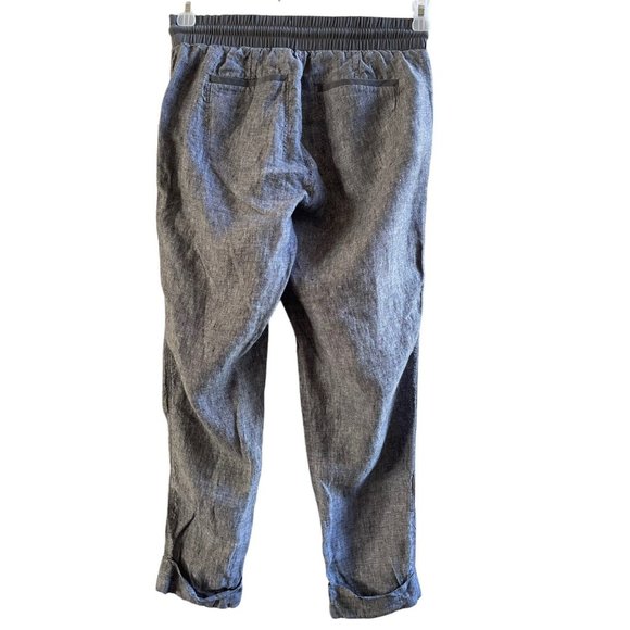 Athleta Womens Bali Linen Cuffed Ankle Cropped Beach Pant Gray Pull On Size 6 - Picture 3 of 5